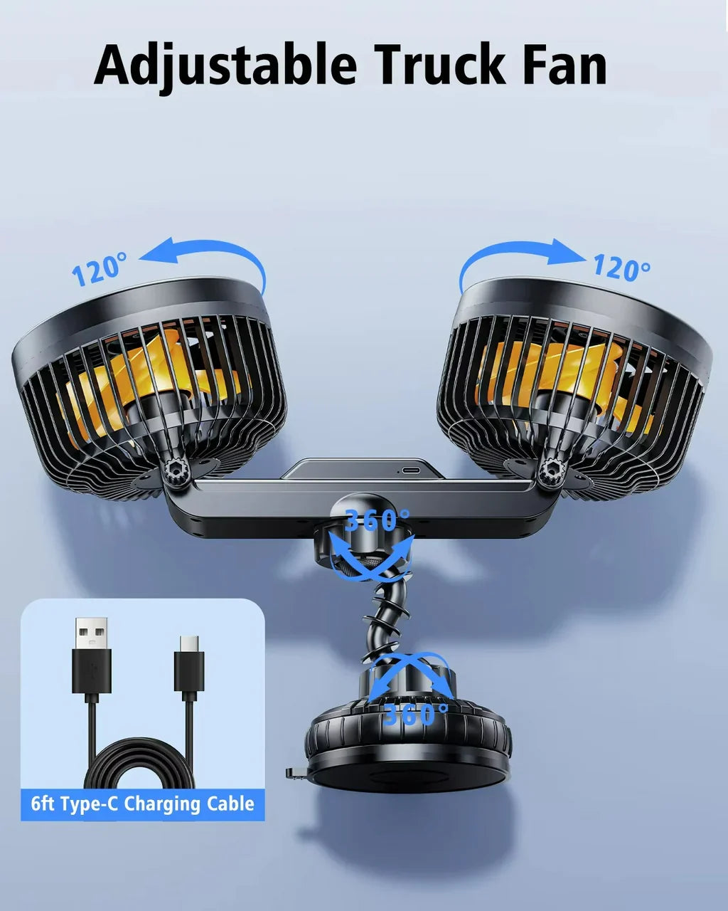 AeroBreeze | Portable Car Fan with 4000 mAh Battery | 3 Speed Settings for Ultimate Comfort