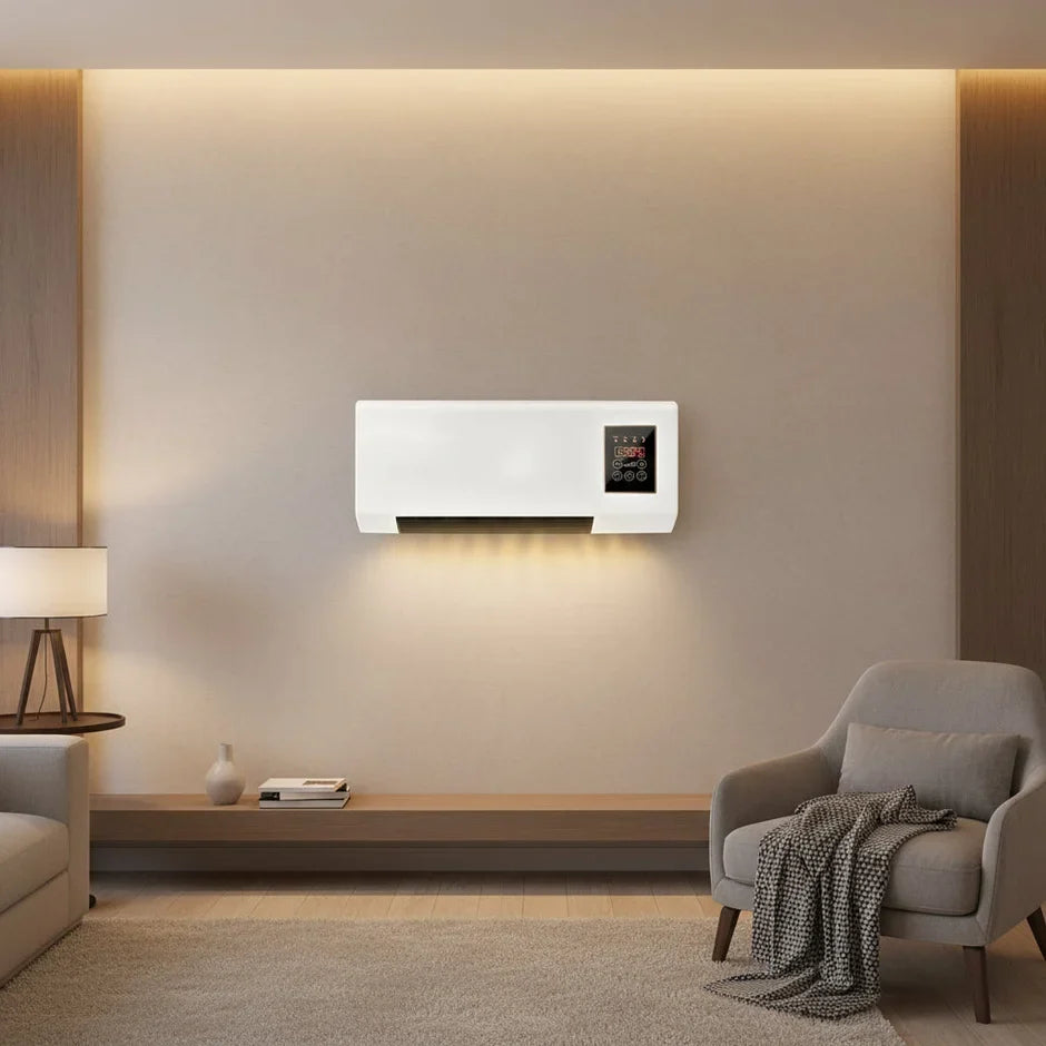 Wall Mounted Electric Heater | Space Heater with Remote Control | Space-Saving Design for Quick Indoor Comfort