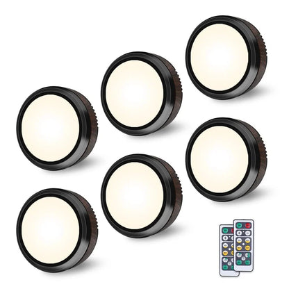 Leastyle Remote Control Led Puck Light, dimmable battery-operated Under Cabinet Light - 6 Pack Natural White