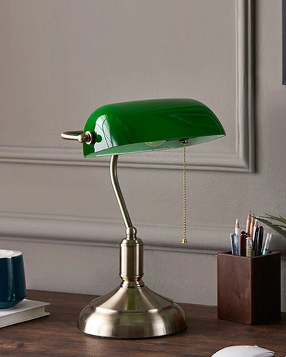 Classic Banker Lamp for office emerald glass