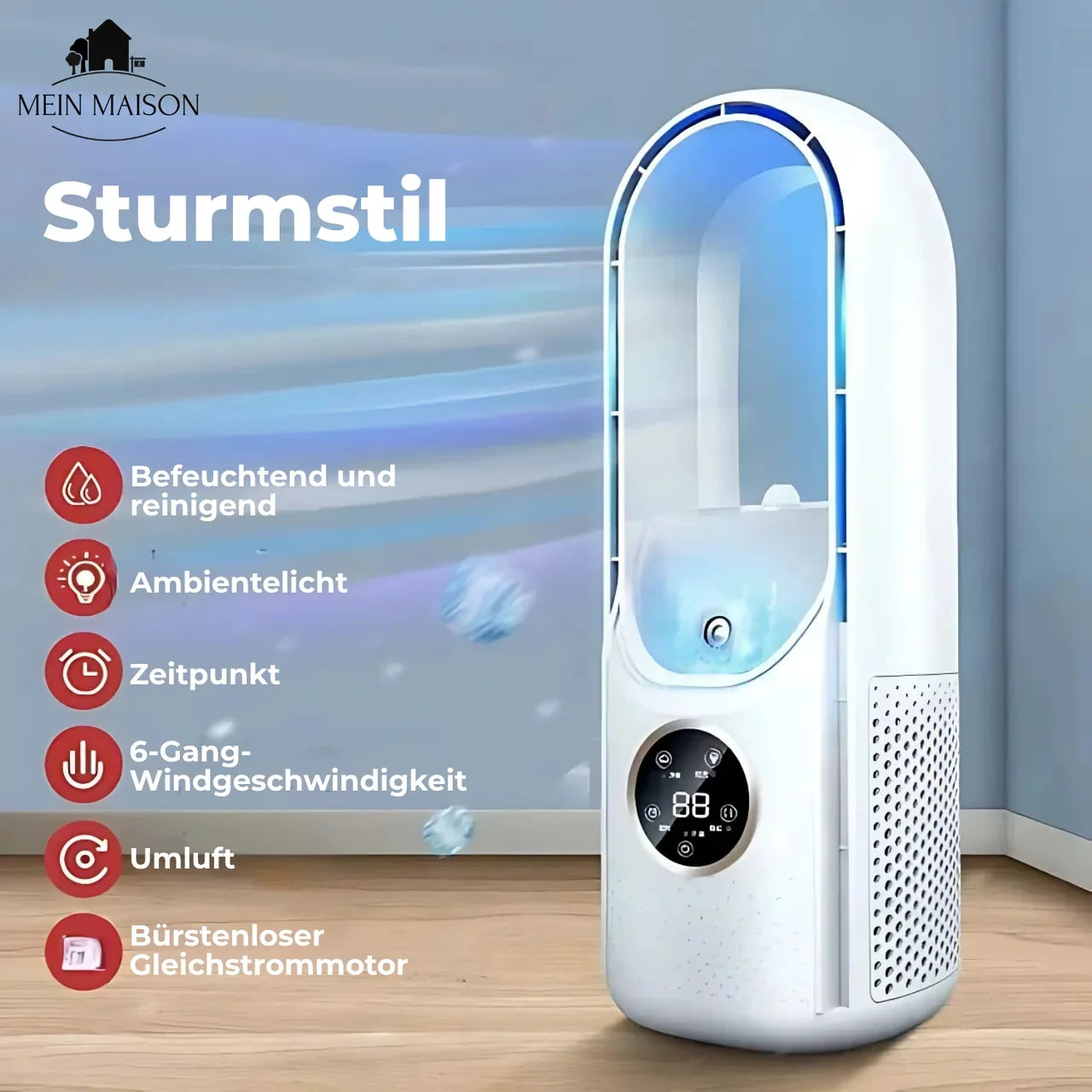 AirCooler | Blade-less USB Fan with Timer &amp; Humidification | Quiet Design for Comfortable Cooling