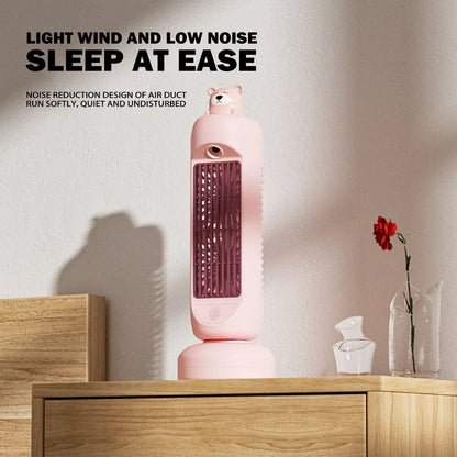 Charming Mini Bear | Air Cooler Humidifier Fan with 3-Speed Control | Compact Design for Ultimate Comfort