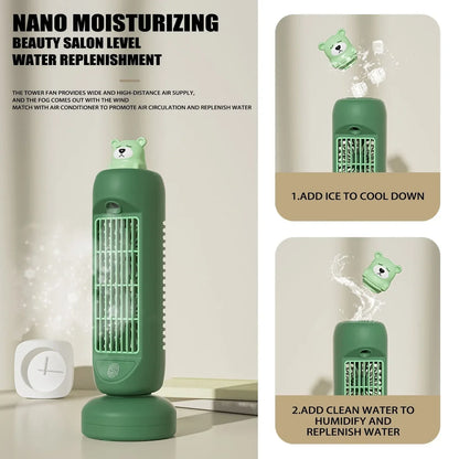 Charming Mini Bear | Air Cooler Humidifier Fan with 3-Speed Control | Compact Design for Ultimate Comfort
