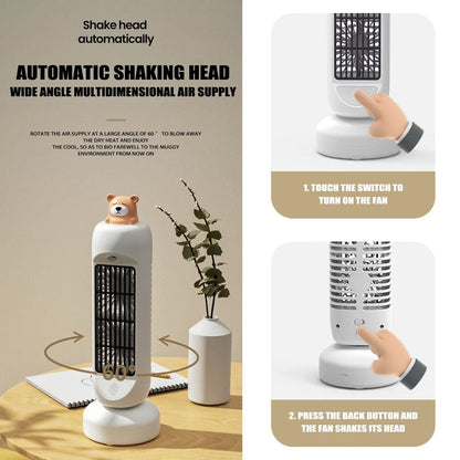 Charming Mini Bear | Air Cooler Humidifier Fan with 3-Speed Control | Compact Design for Ultimate Comfort