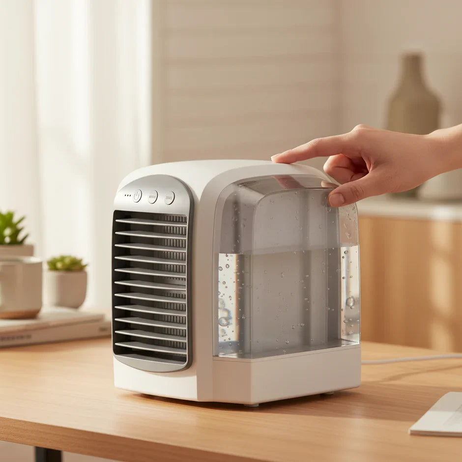 Compact Portable Air Cooler | Evaporative Cooling Fan with Digital Display | Personal Comfort for Small Spaces