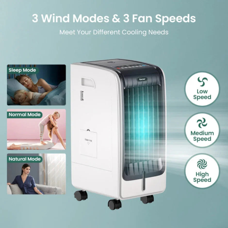 Cooling Breeze | Portable Air Conditioner with 3 Speed Settings &amp; Timer | Efficient Evaporative Cooler for Comfort