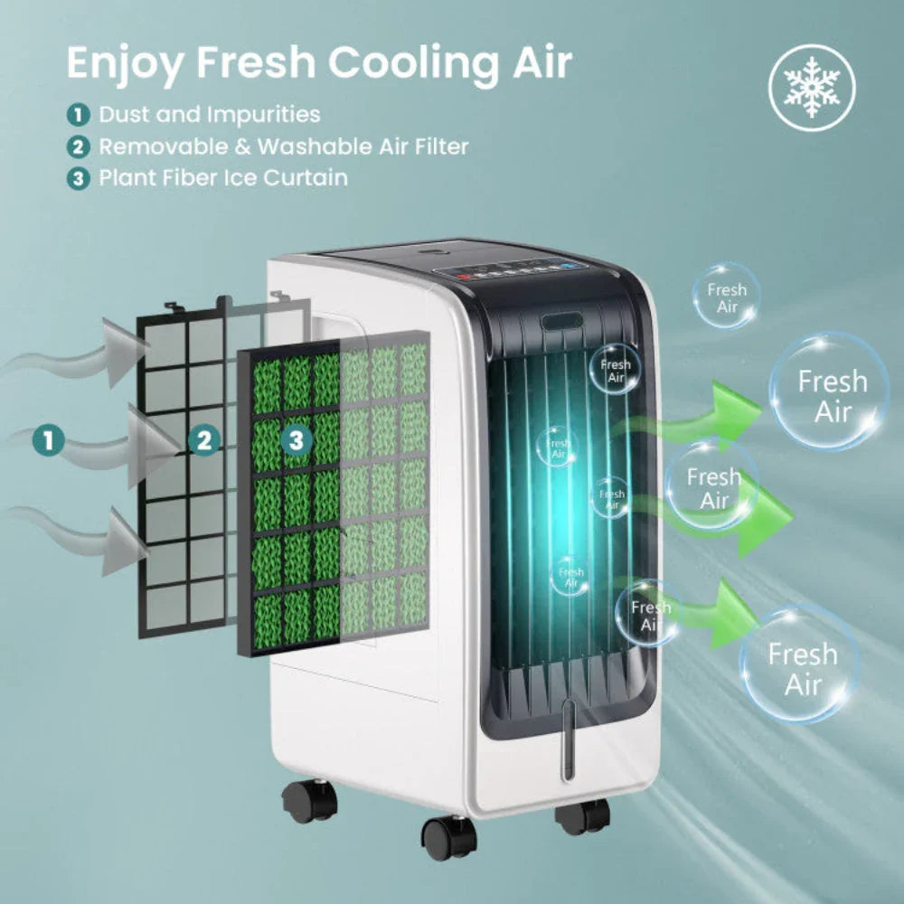 Cooling Breeze | Portable Air Conditioner with 3 Speed Settings &amp; Timer | Efficient Evaporative Cooler for Comfort
