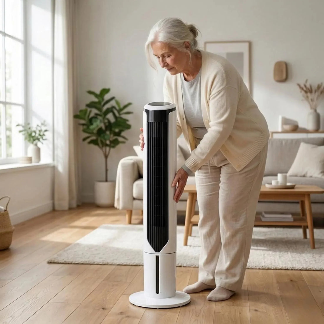Cooling Breeze | Portable Air Cooler Tower Fan with Quiet Operation | Slim Design for Space-Saving Comfort