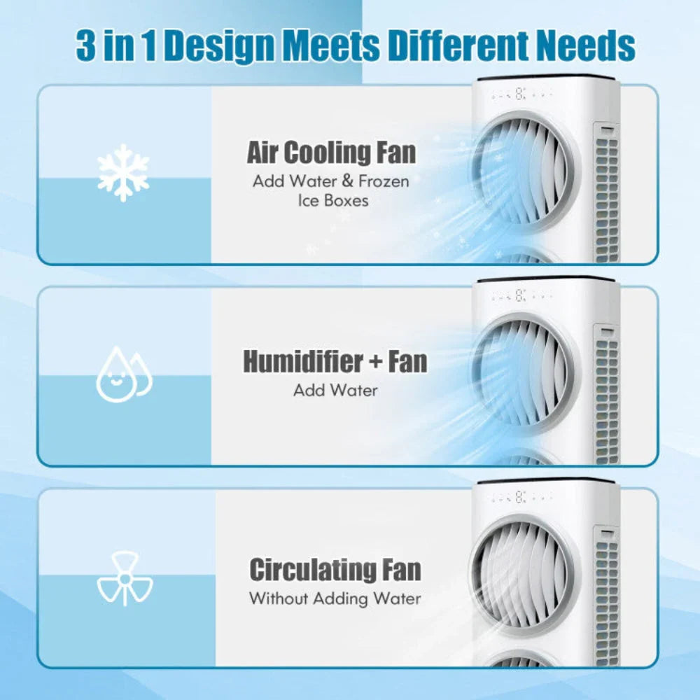 Evaporative Air Cooler | 3-in-1 Portable Fan with Remote Control | Efficient Cooling for Comfort