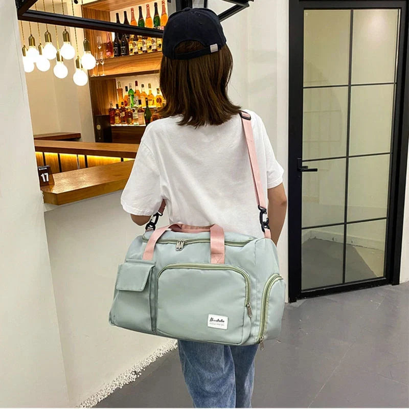 Multi-Pocket Travel Bag, Sports and Gym Duffle with Separate Shoe Compartment