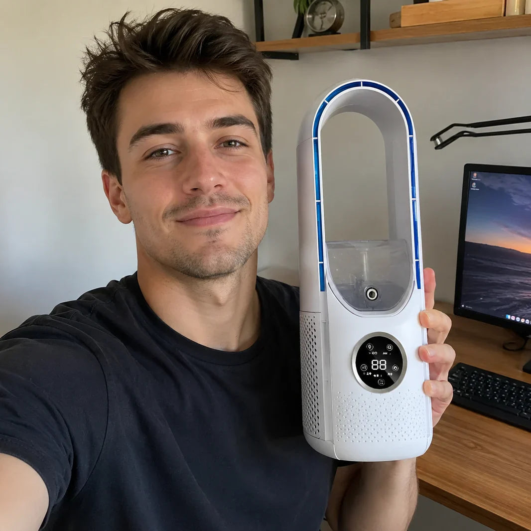 Portable Air Conditioner | Bladeless Cooling Fan with Remote Control | Sleek Design for Quiet Comfort