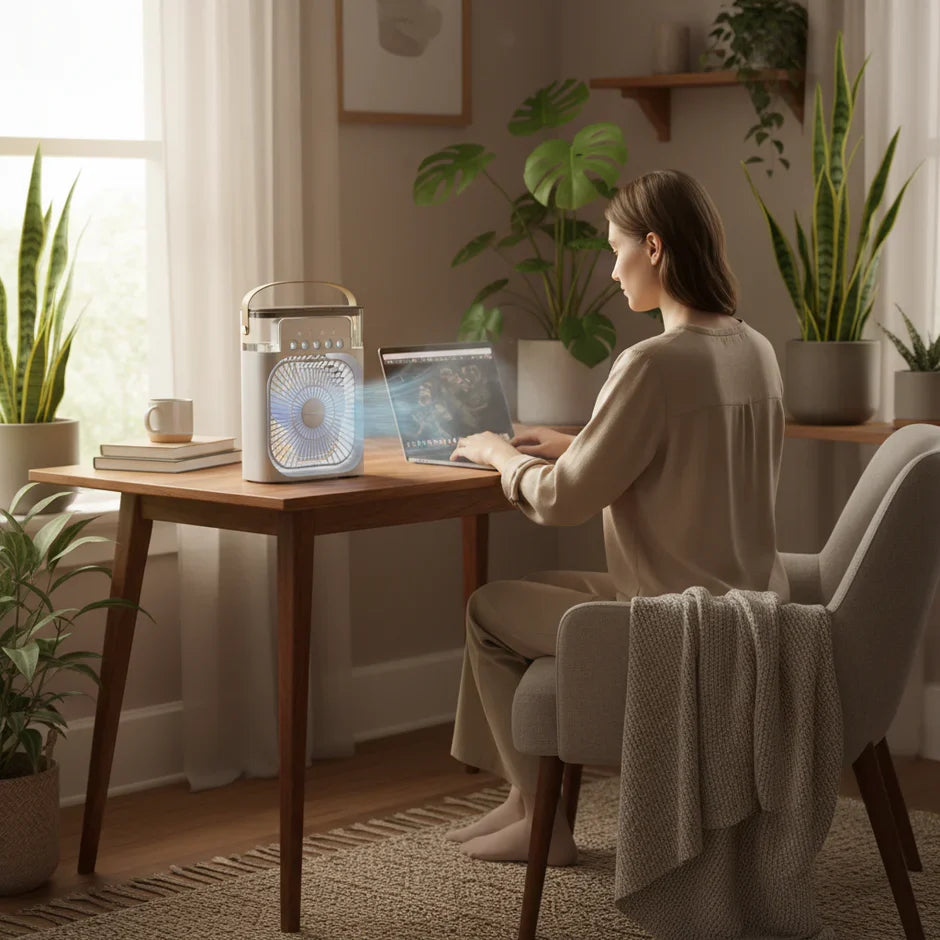Portable Air Conditioner | Evaporative Cooler with Remote Control | Efficient Personal Cooling for Home and Office
