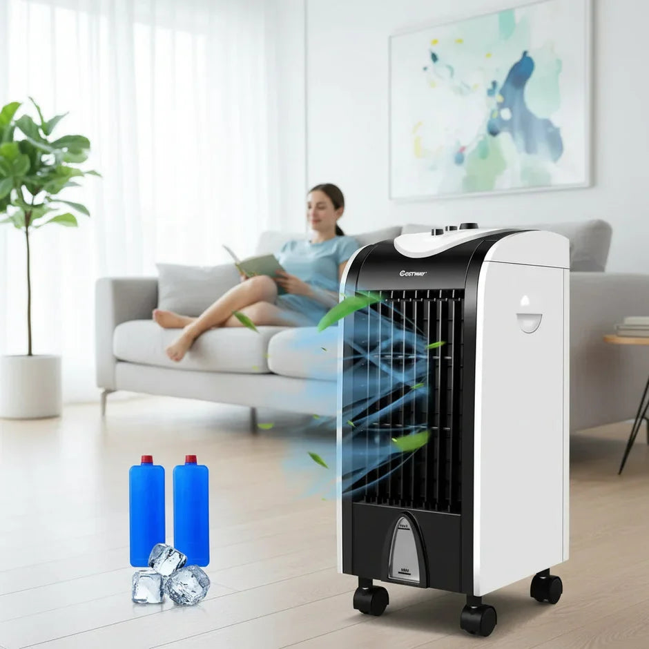 Portable Air Cooler | 3-in-1 Evaporative Swamp Cooler with Refillable Tank | Compact Design for Home and Office