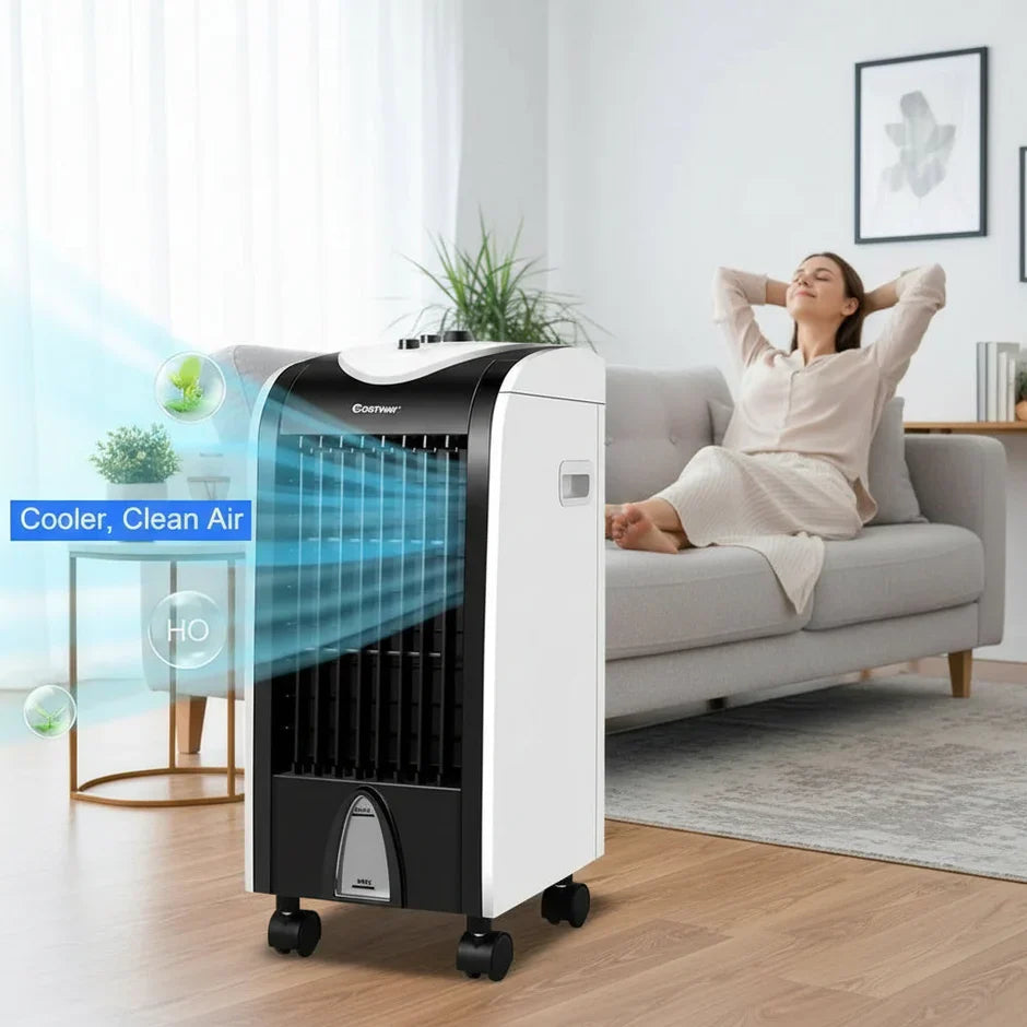 Portable Air Cooler | 3-in-1 Evaporative Swamp Cooler with Refillable Tank | Compact Design for Home and Office