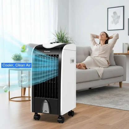 Portable Air Cooler | 3-in-1 Evaporative Swamp Cooler with Refillable Tank | Compact Design for Home and Office