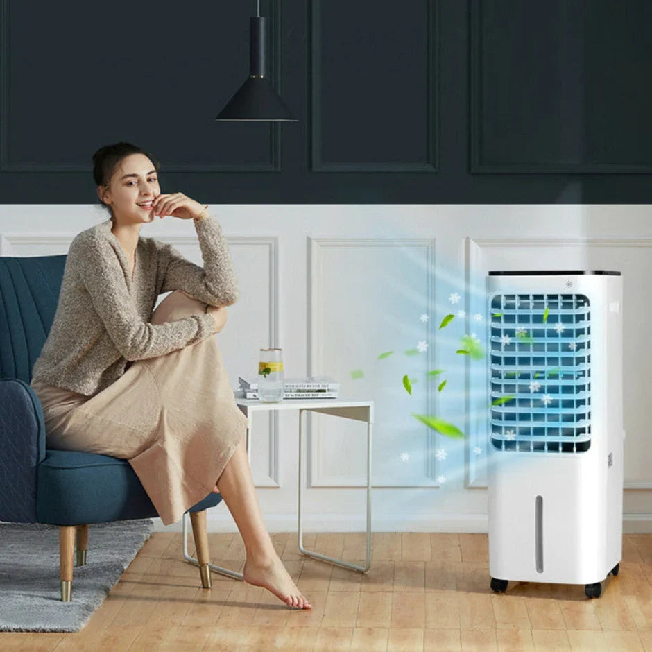 Portable Air Cooler | 4-in-1 Evaporative Fan with 12L Water Tank | Customizable Airflow for Home Comfort
