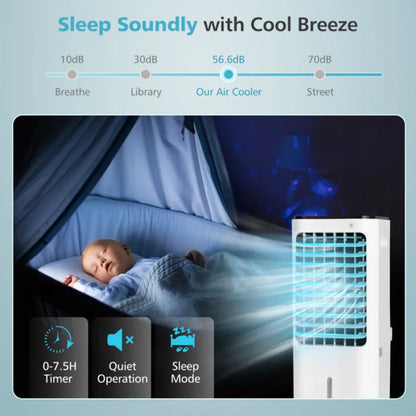Portable Air Cooler | 4-in-1 Evaporative Fan with 12L Water Tank | Customizable Airflow for Home Comfort