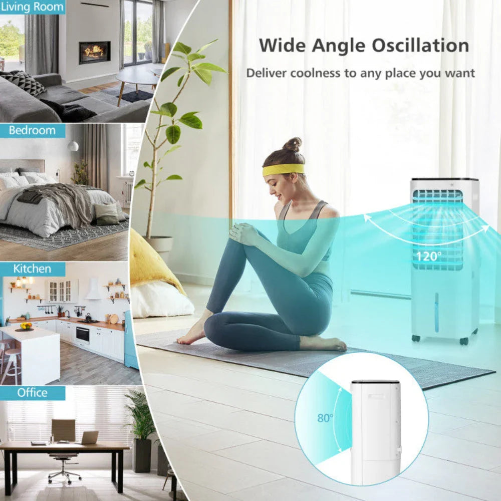 Portable Air Cooler | 4-in-1 Evaporative Fan with 12L Water Tank | Customizable Airflow for Home Comfort