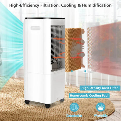 Portable Air Cooler | 4-in-1 Evaporative Fan with 12L Water Tank | Customizable Airflow for Home Comfort