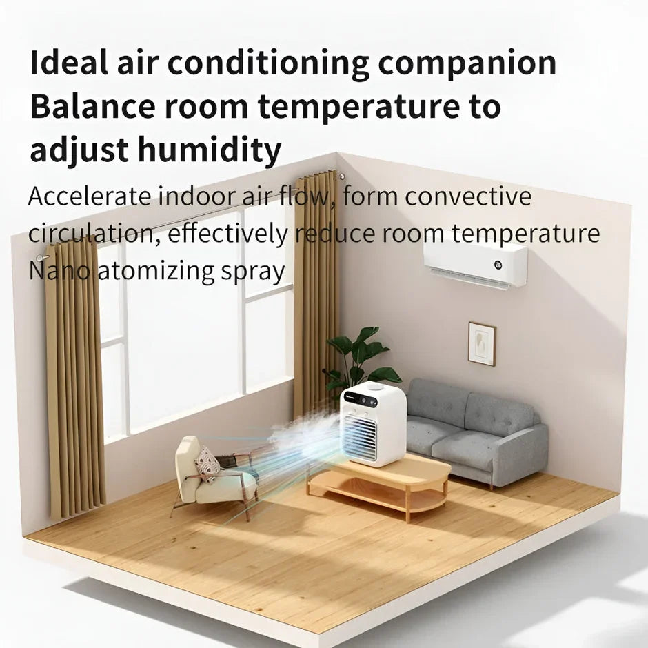 Portable Desktop Cooling Fan with Humidifier Function | USB Rechargeable Design for Personal Comfort