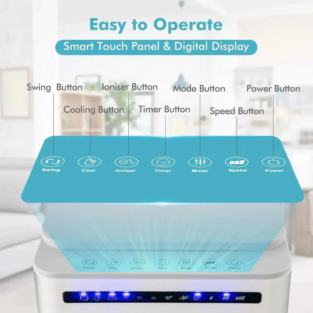 Portable Evaporative Cooler | Air Cooling Fan with Remote Control | Compact Design for Home and Office Comfort
