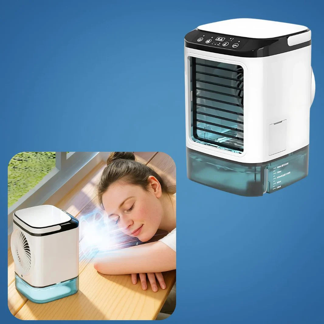 Portable Evaporative Cooler | Quiet 12W Fan with 900ml Tank | Efficient Cooling for Small Spaces