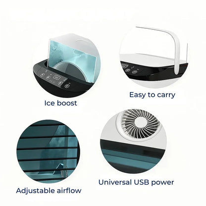 Portable Evaporative Cooler | Quiet 12W Fan with 900ml Tank | Efficient Cooling for Small Spaces