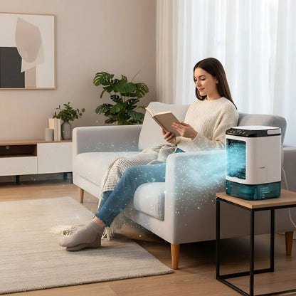 Portable Evaporative Cooler | Quiet 12W Fan with 900ml Tank | Efficient Cooling for Small Spaces