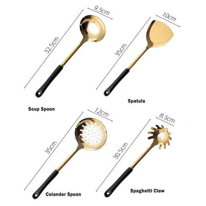 Golden Kitchen Utensils with Stand